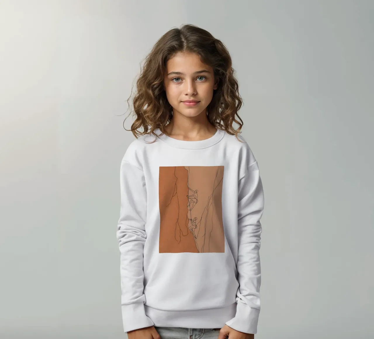 Arte di linea minimalista degli scalatori felpa bambino da Viv Line Art