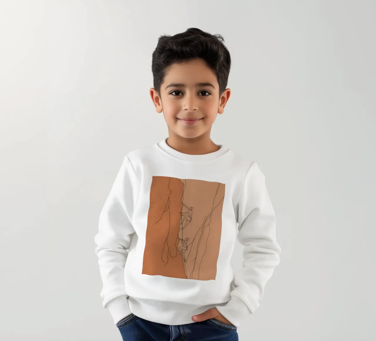 Arte di linea minimalista degli scalatori felpa bambino da Viv Line Art