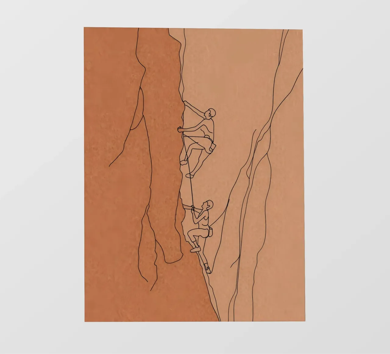 Arte di linea minimalista degli scalatori pellicola backlit da Viv Line Art