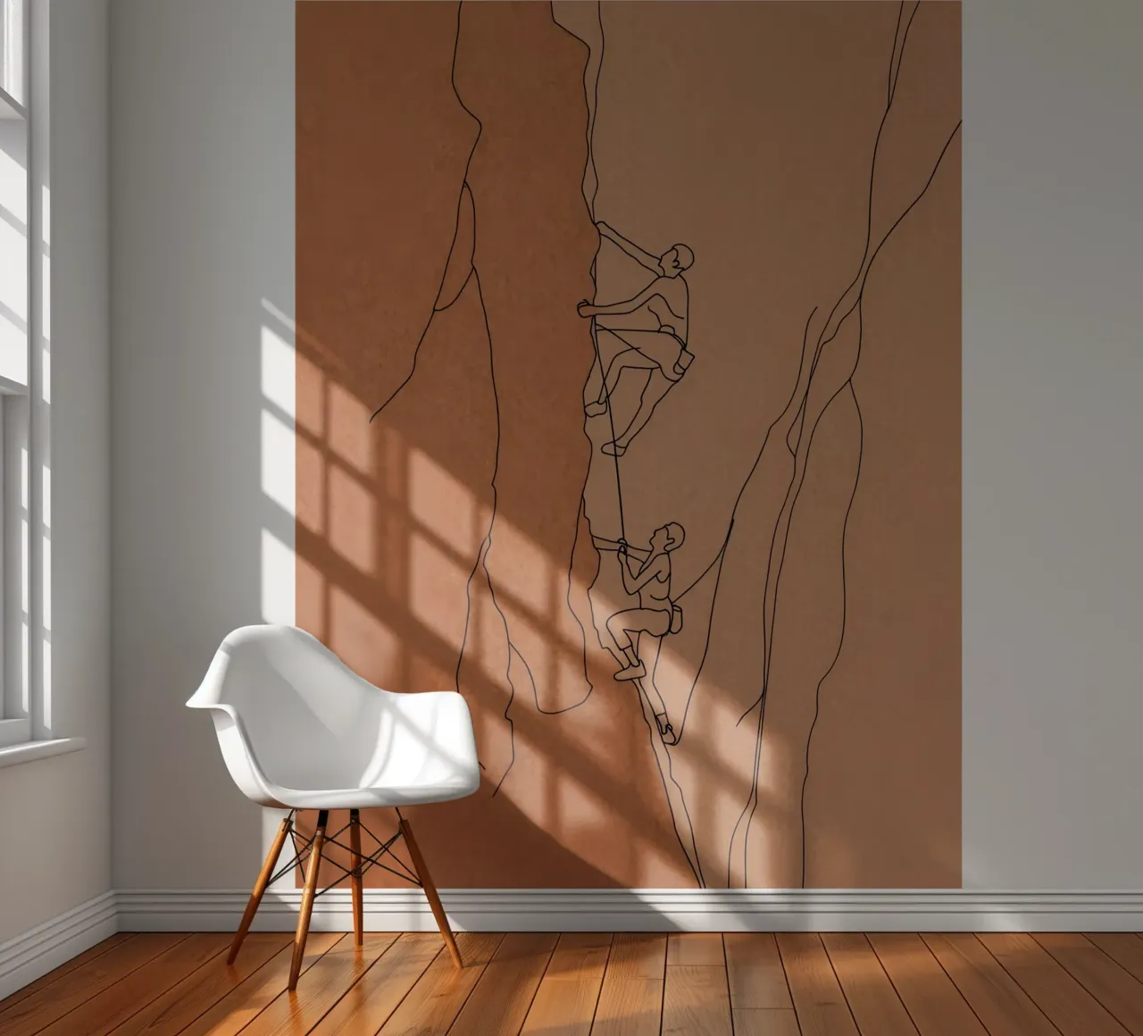 Rock Climbers Minimalist Line Art photo wallpaper by Viv Line Art