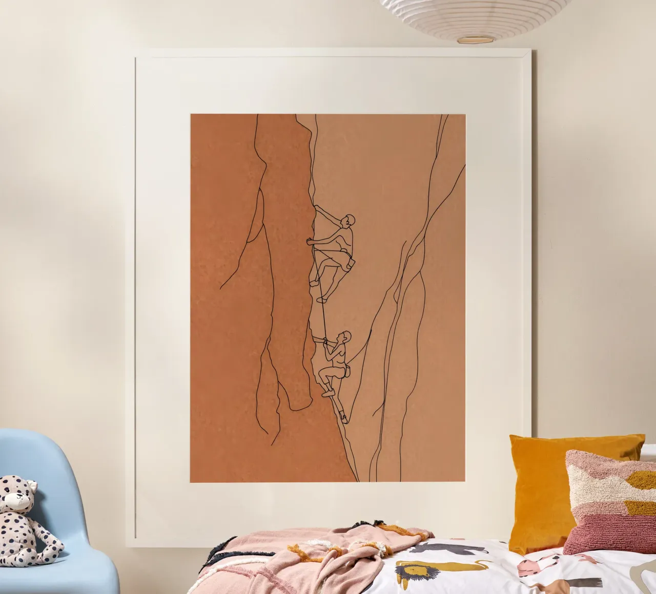 Arte di linea minimalista degli scalatori carta hahnemühle da Viv Line Art