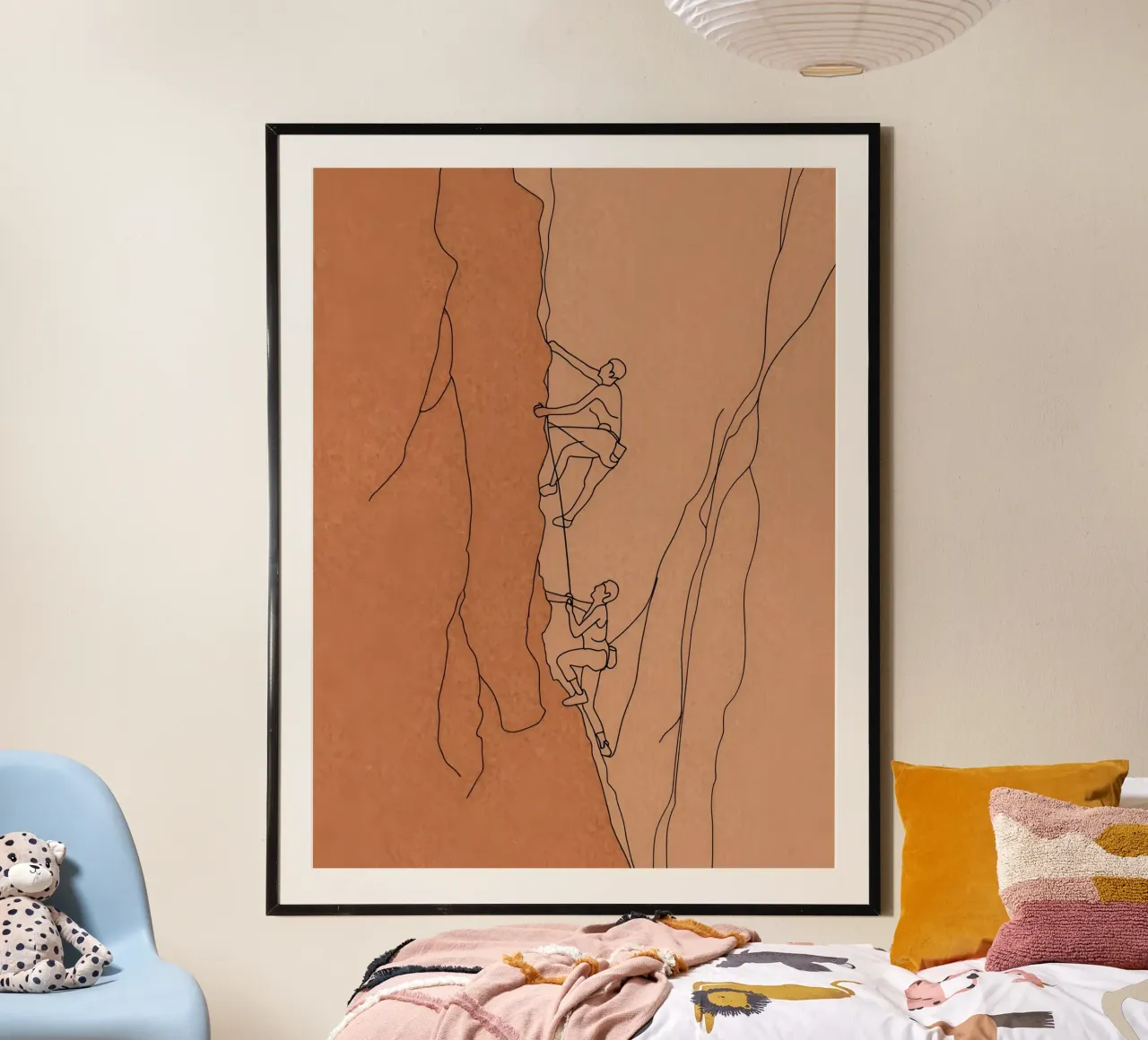 Arte di linea minimalista degli scalatori carta hahnemühle da Viv Line Art