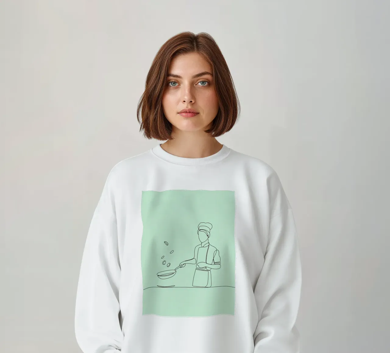 Chef Cocinando Minimalista Line Art sudadera de Viv Line Art