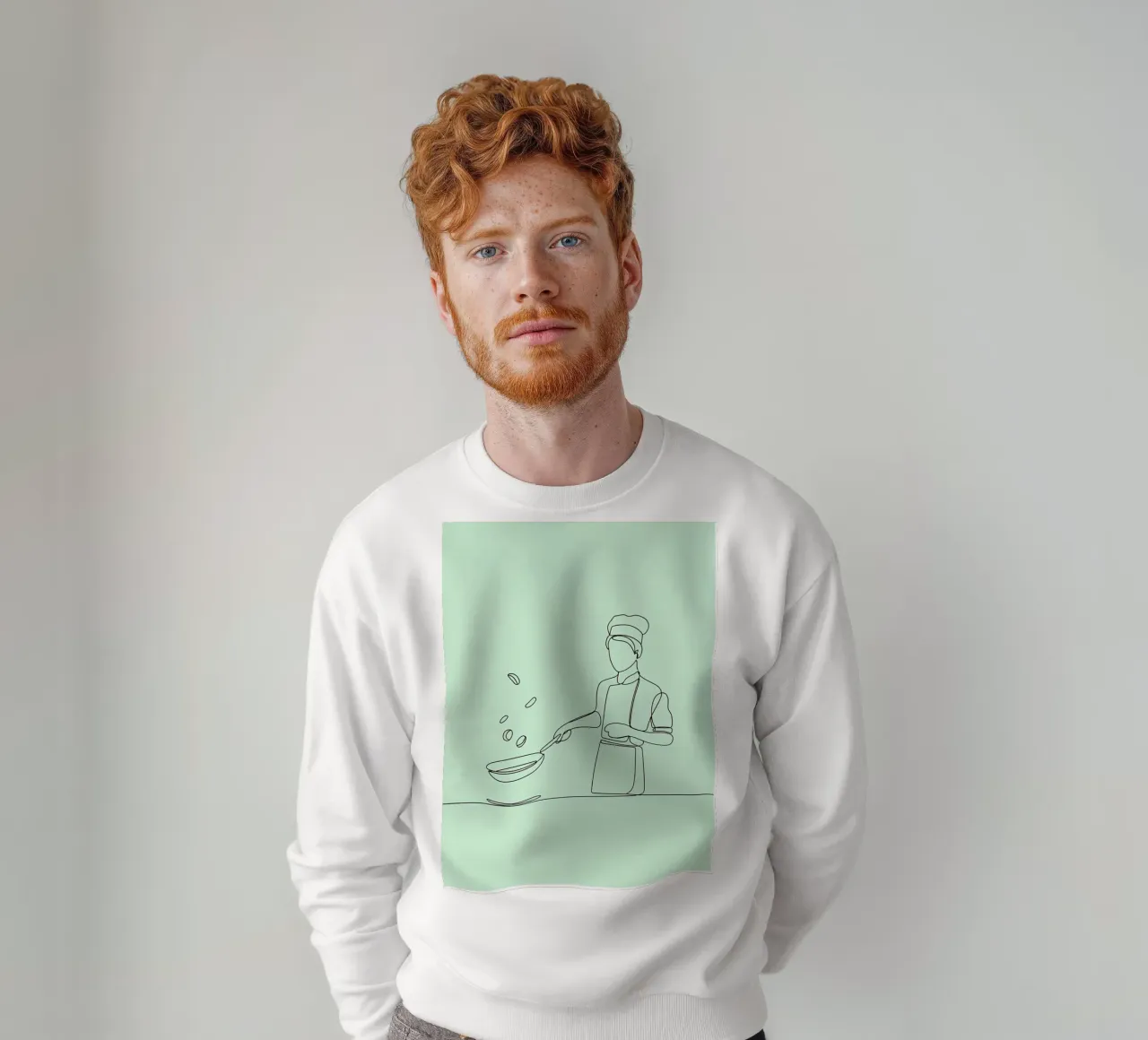 Chef Cocinando Minimalista Line Art sudadera de Viv Line Art