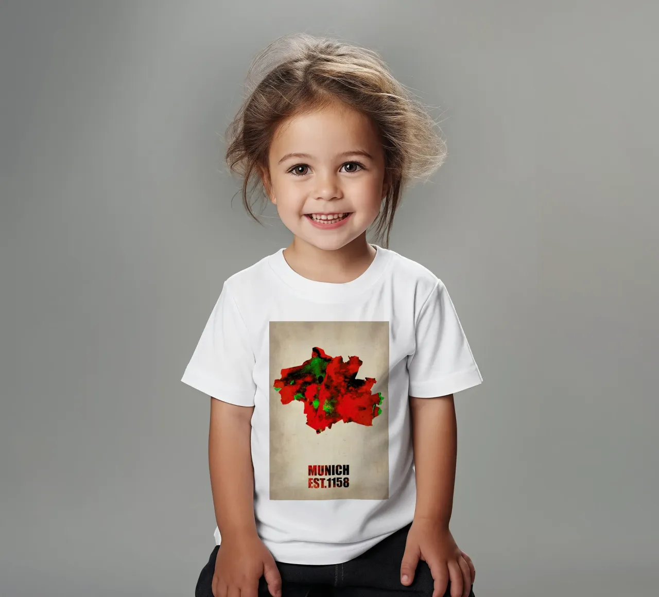 Munich Watercolor Map kids t-shirt by Naxart