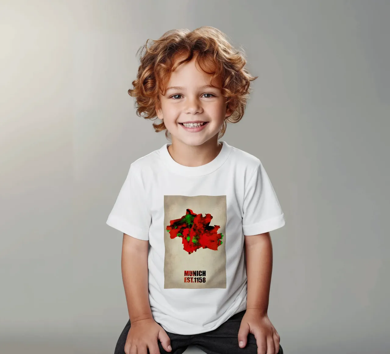Munich Watercolor Map kids t-shirt by Naxart