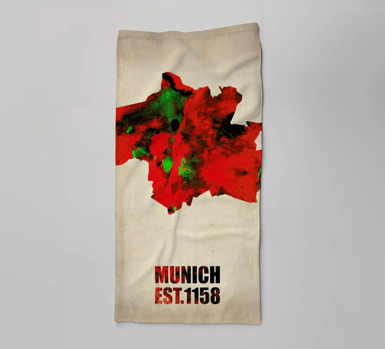 Munich Watercolor Map asciugamano da bagno da Naxart