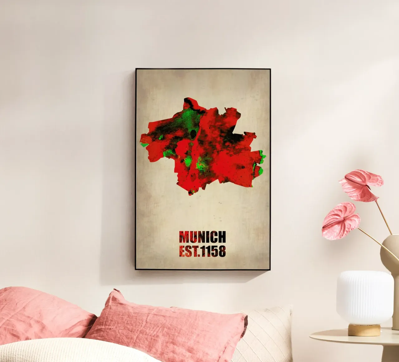 Munich Watercolor Map plexiglass da Naxart