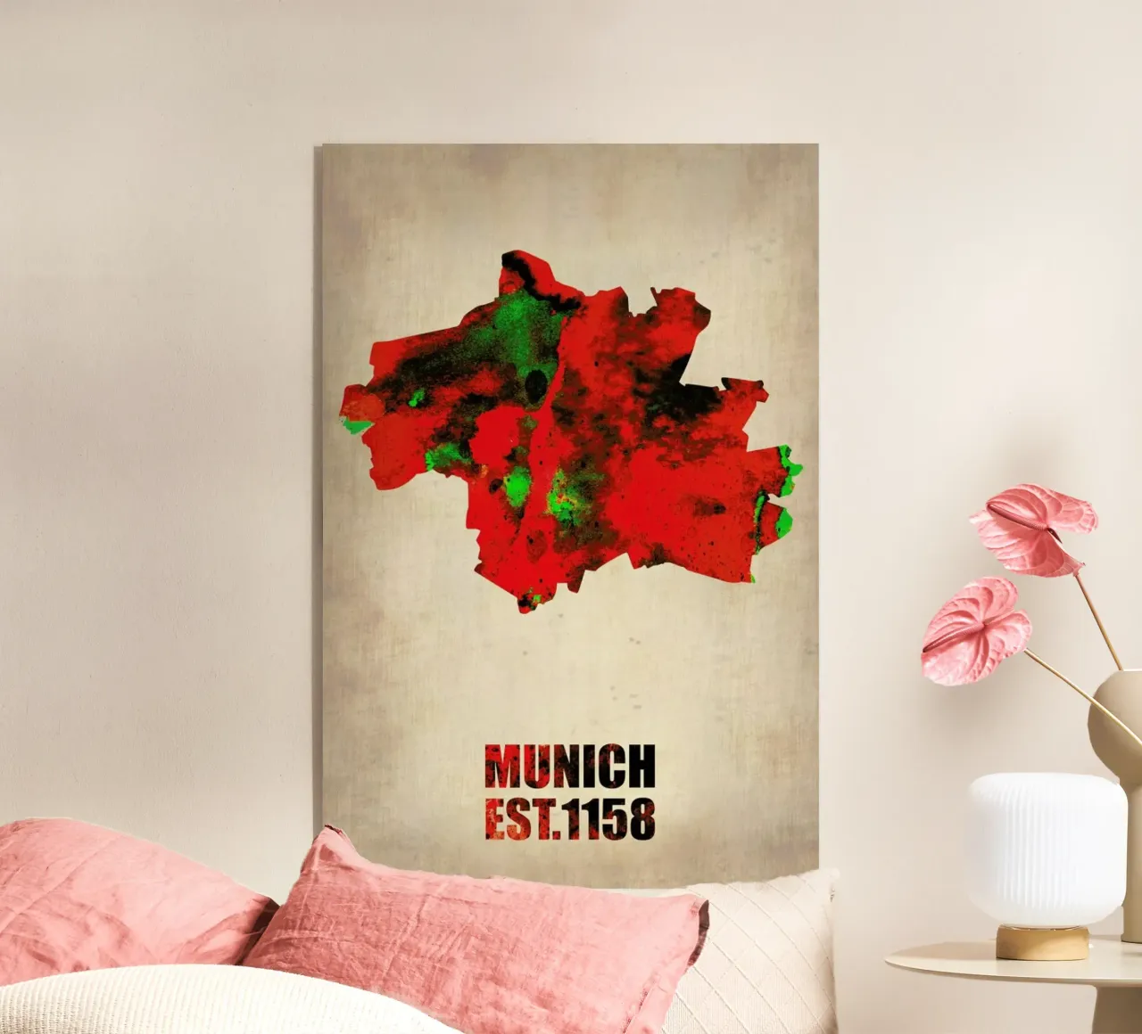 Munich Watercolor Map plexiglass da Naxart