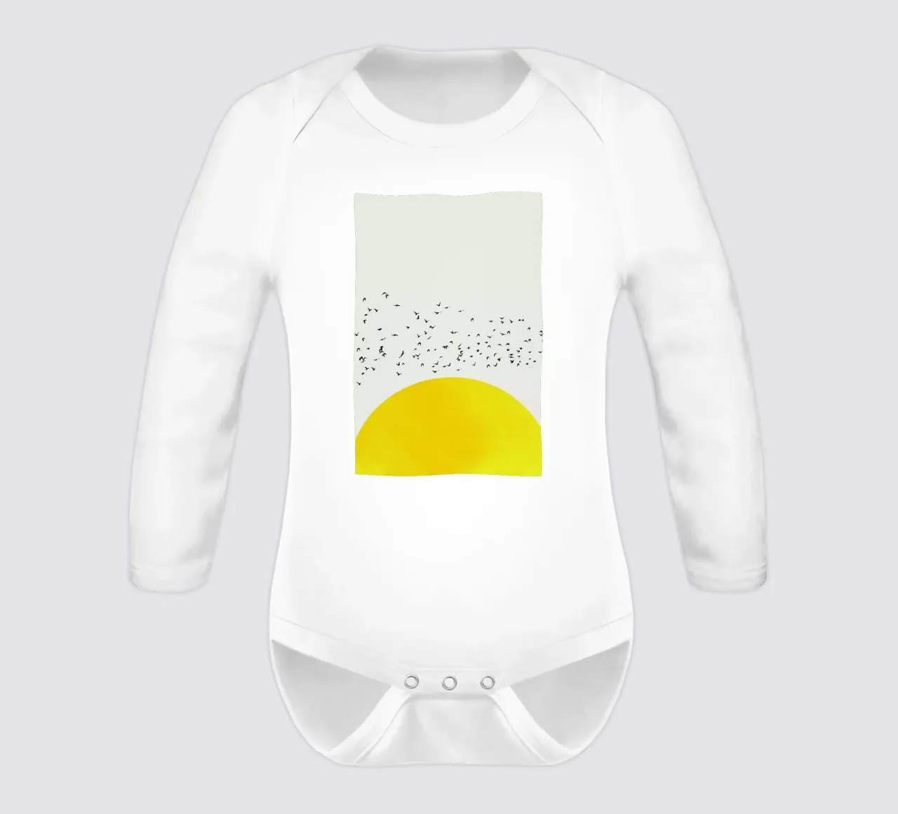 A Thousand Birds long-sleeve baby romper by Kubistika