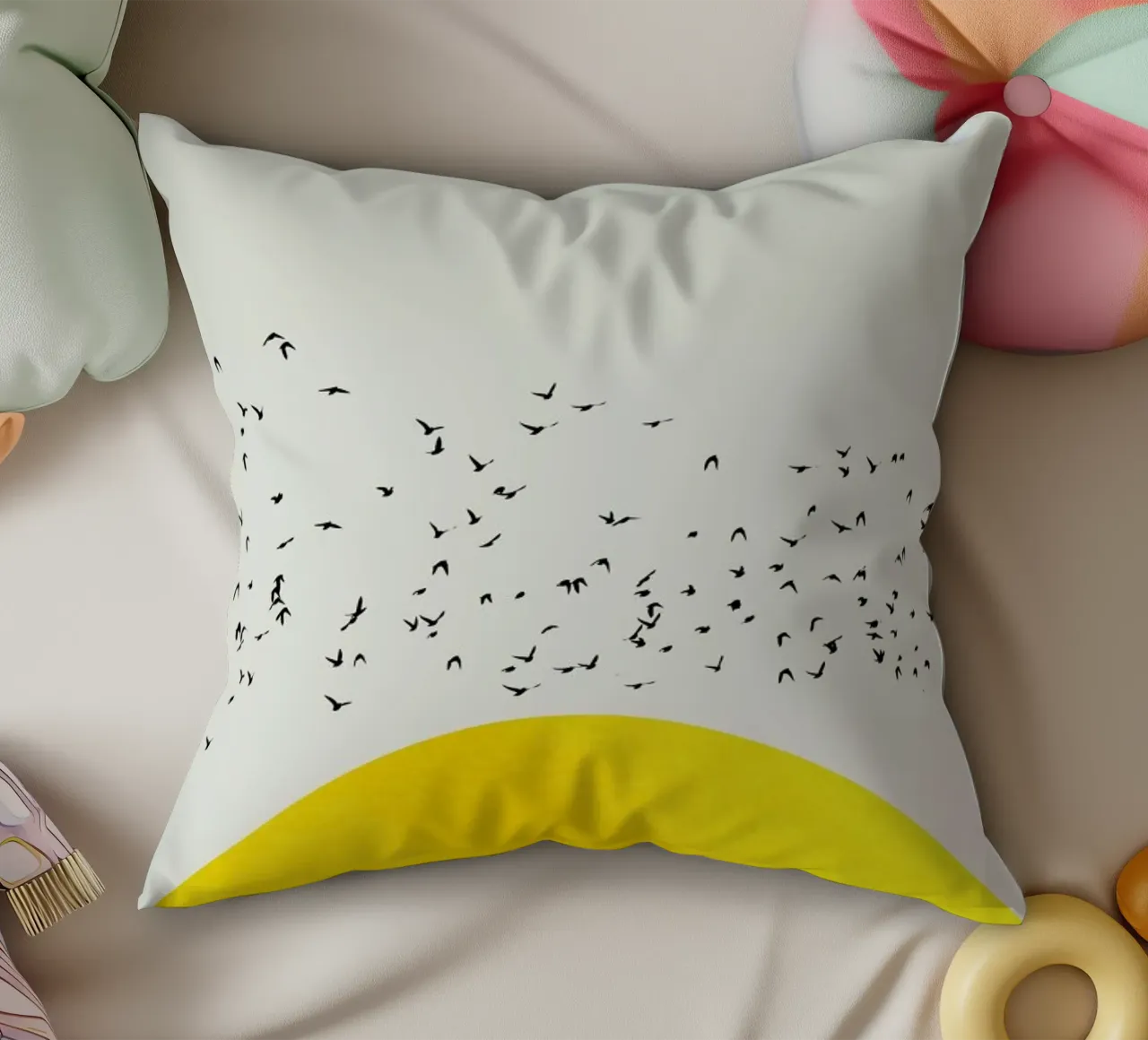 A Thousand Birds Kissen von Kubistika