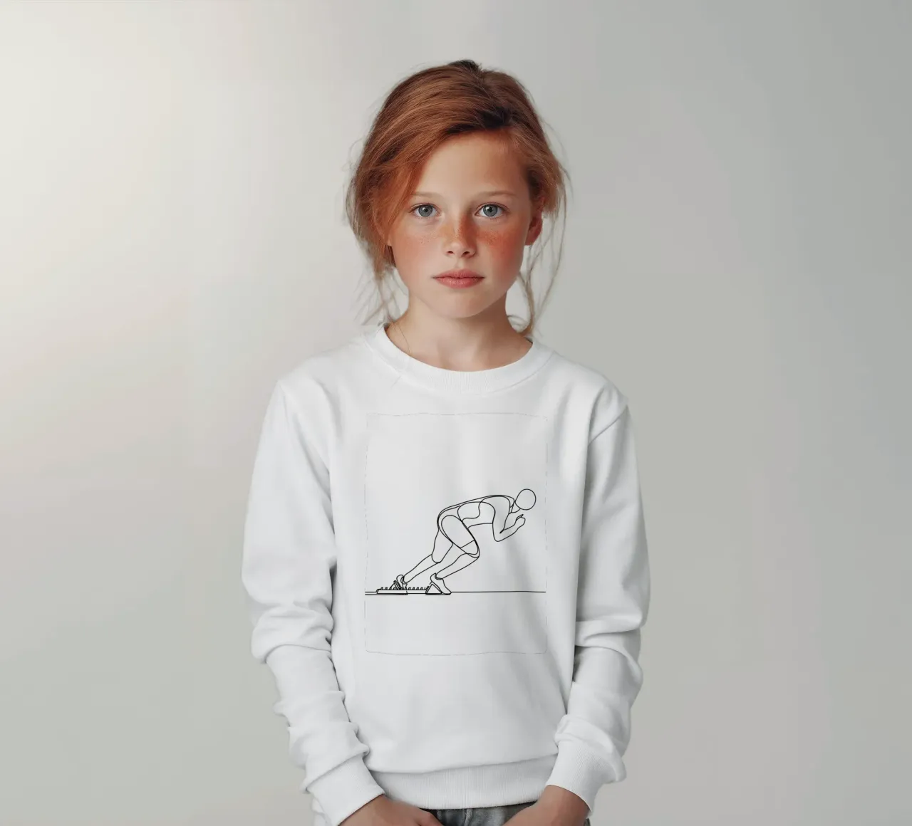 Atleta che fa lo sprint Line Art minimalista felpa bambino da Viv Line Art