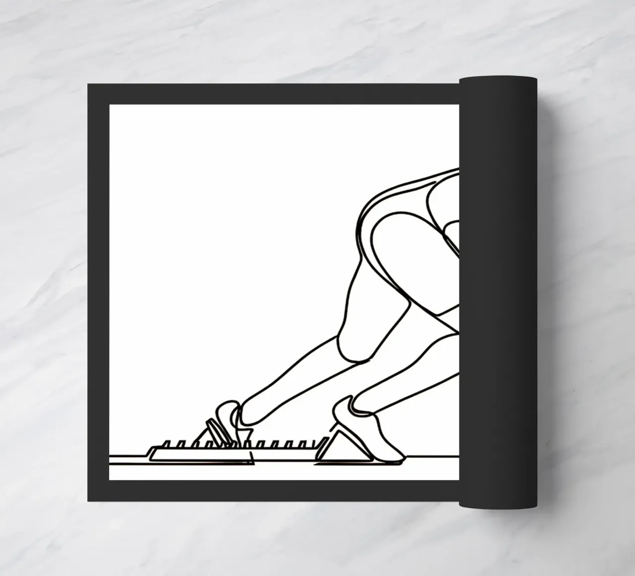 Atleta che fa lo sprint Line Art minimalista zerbino da Viv Line Art