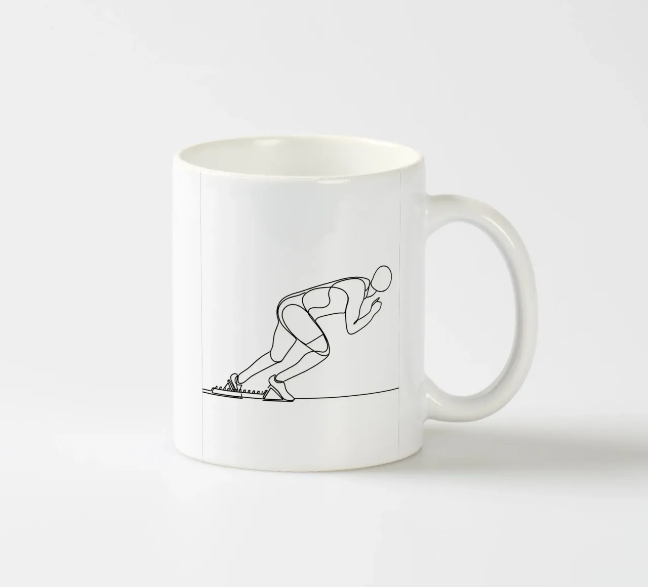 Atleta che fa lo sprint Line Art minimalista tazza in ceramica da Viv Line Art
