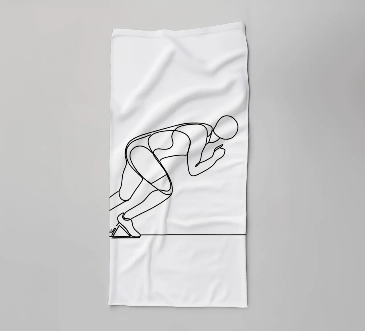 Atleta che fa lo sprint Line Art minimalista asciugamano da bagno da Viv Line Art