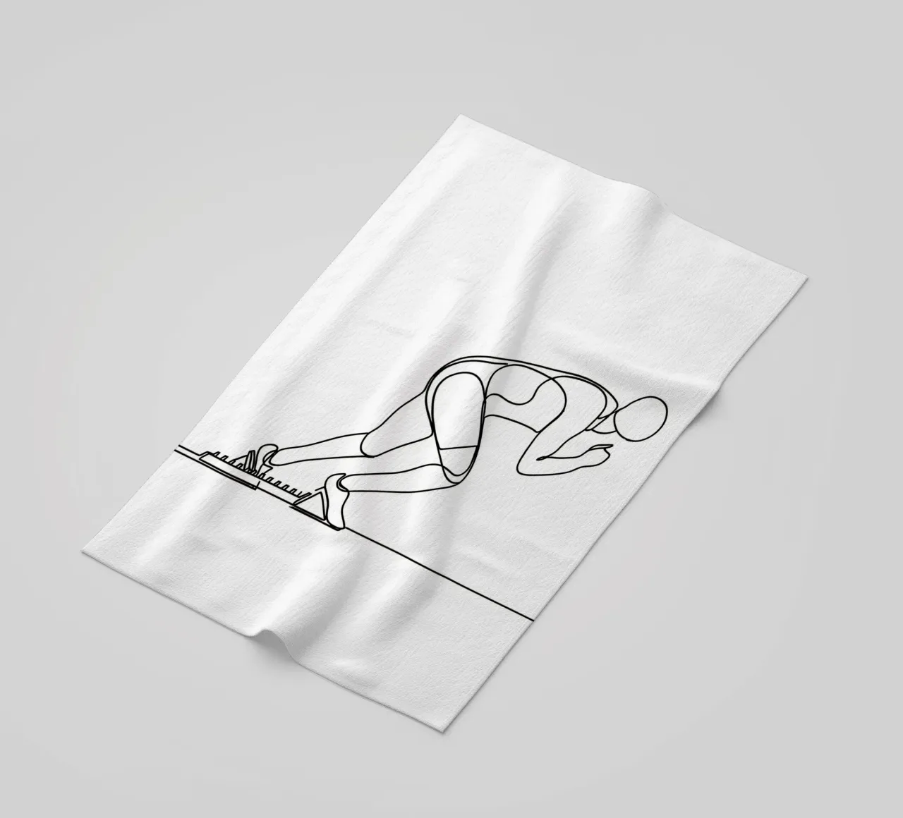 Atleta che fa lo sprint Line Art minimalista telo mare da Viv Line Art