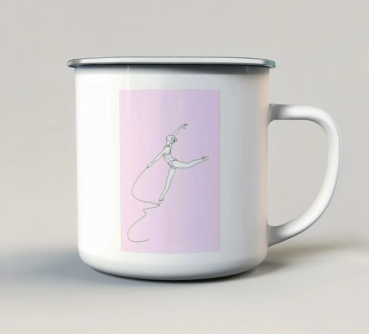 Donna ginnasta Line Art minimalista tazza in smalto da Viv Line Art