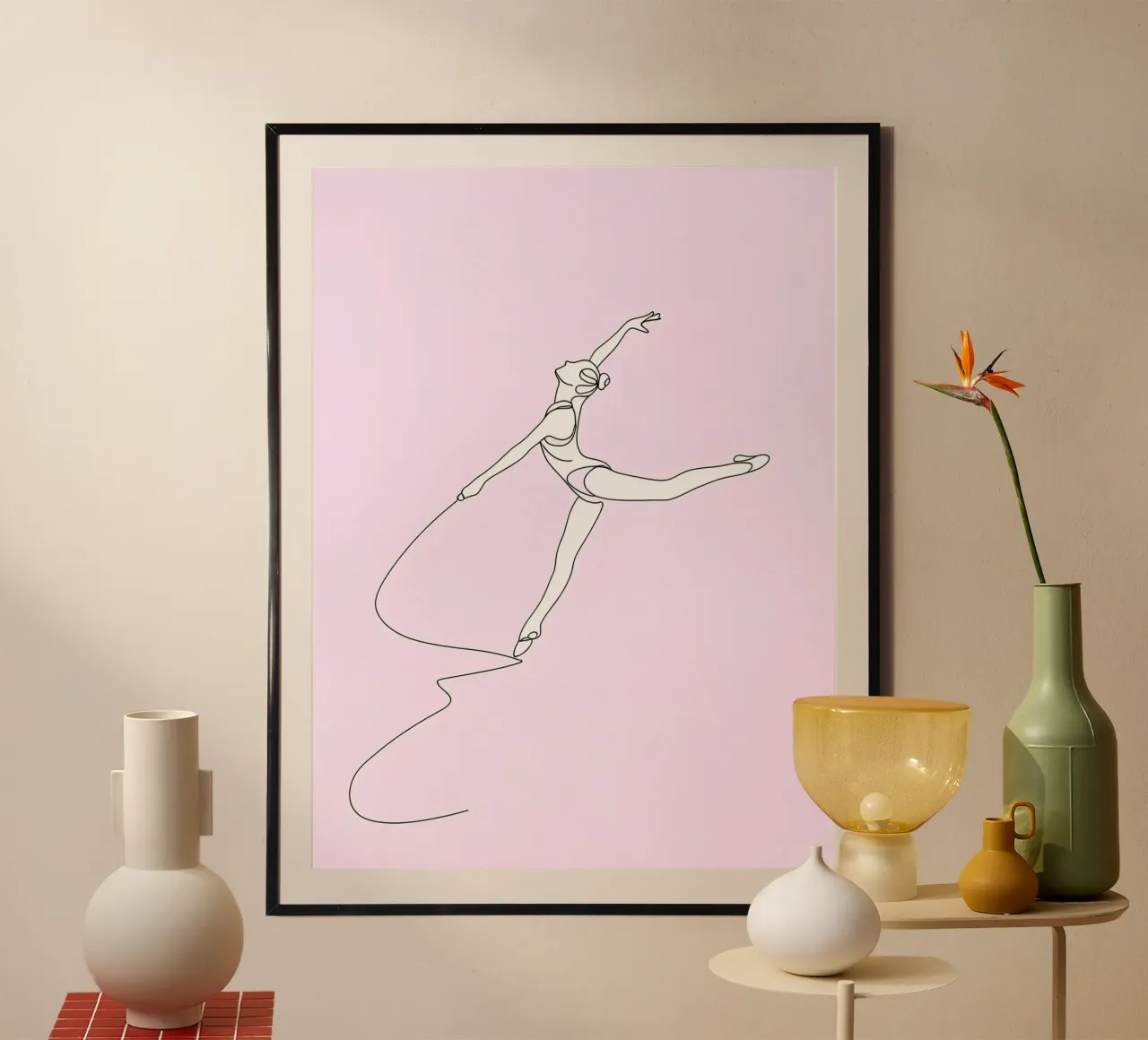 Woman Gymnast Minimalist Line Art poster by Viv Line Art