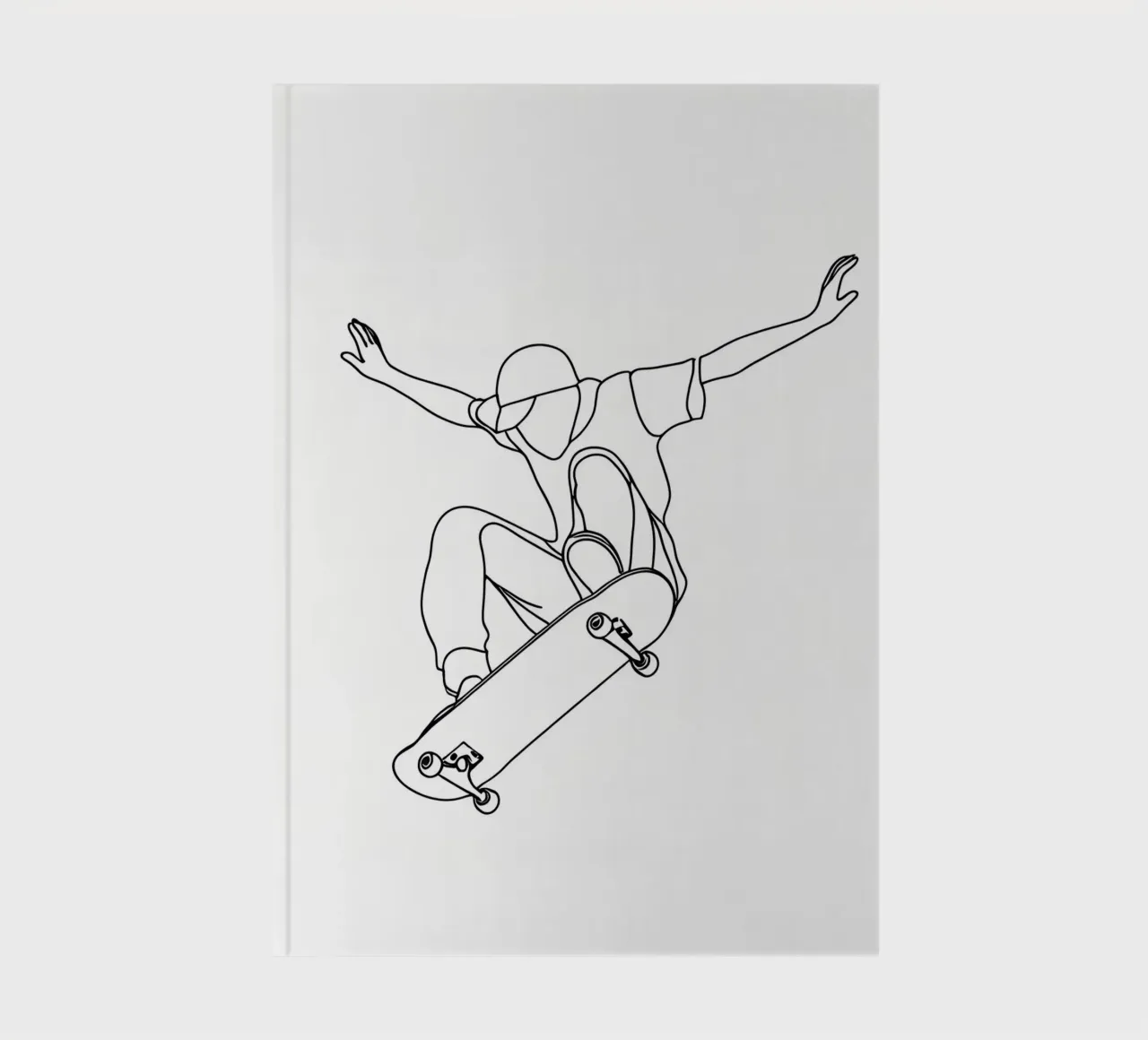 Skateboarder Minimalist Line Art Drawing notebook by Viv Line Art