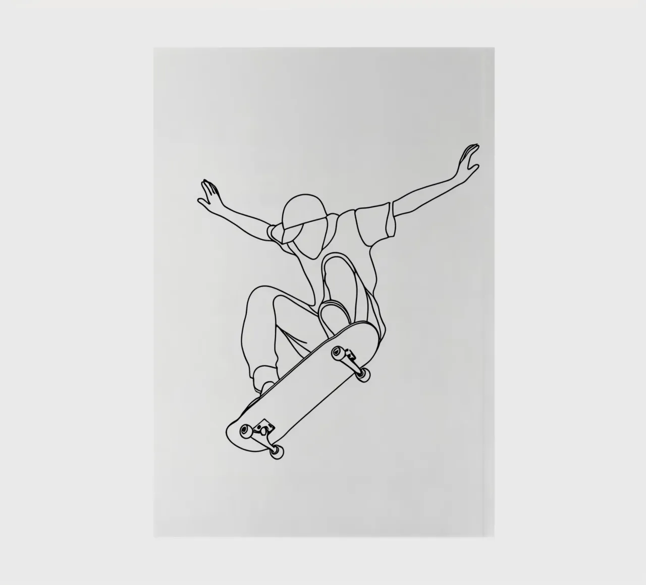 Skateboarder Minimalist Line Art Drawing notebook by Viv Line Art