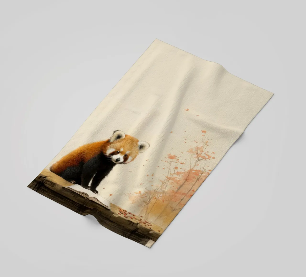 Panda rosso minimale 2 telo mare da Minimal Animal Art