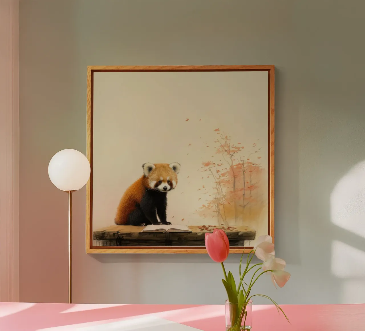 Panda rosso minimale 2 plexiglass da Minimal Animal Art