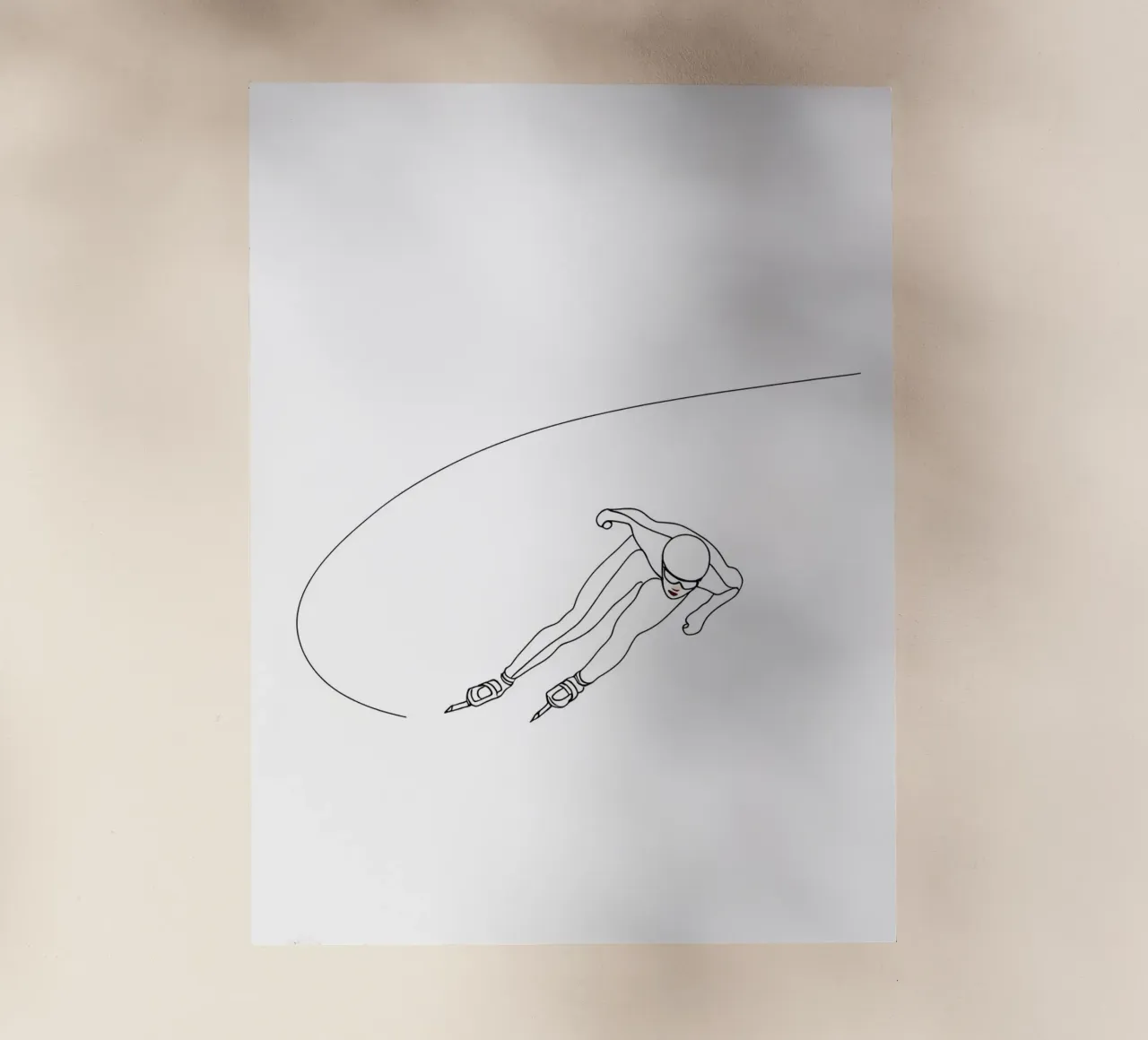 Pattinatore di velocità Disegno minimalista di arte lineare pellicola backlit da Viv Line Art