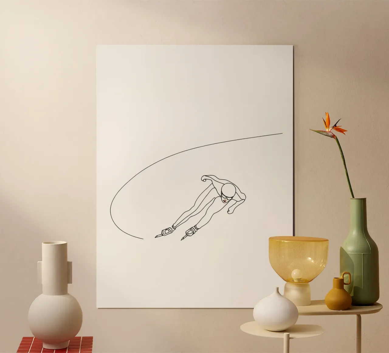 Speed Skater Dessin au trait minimaliste poster de Viv Line Art