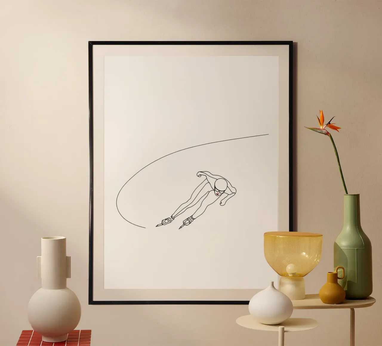 Speed Skater Dessin au trait minimaliste poster de Viv Line Art