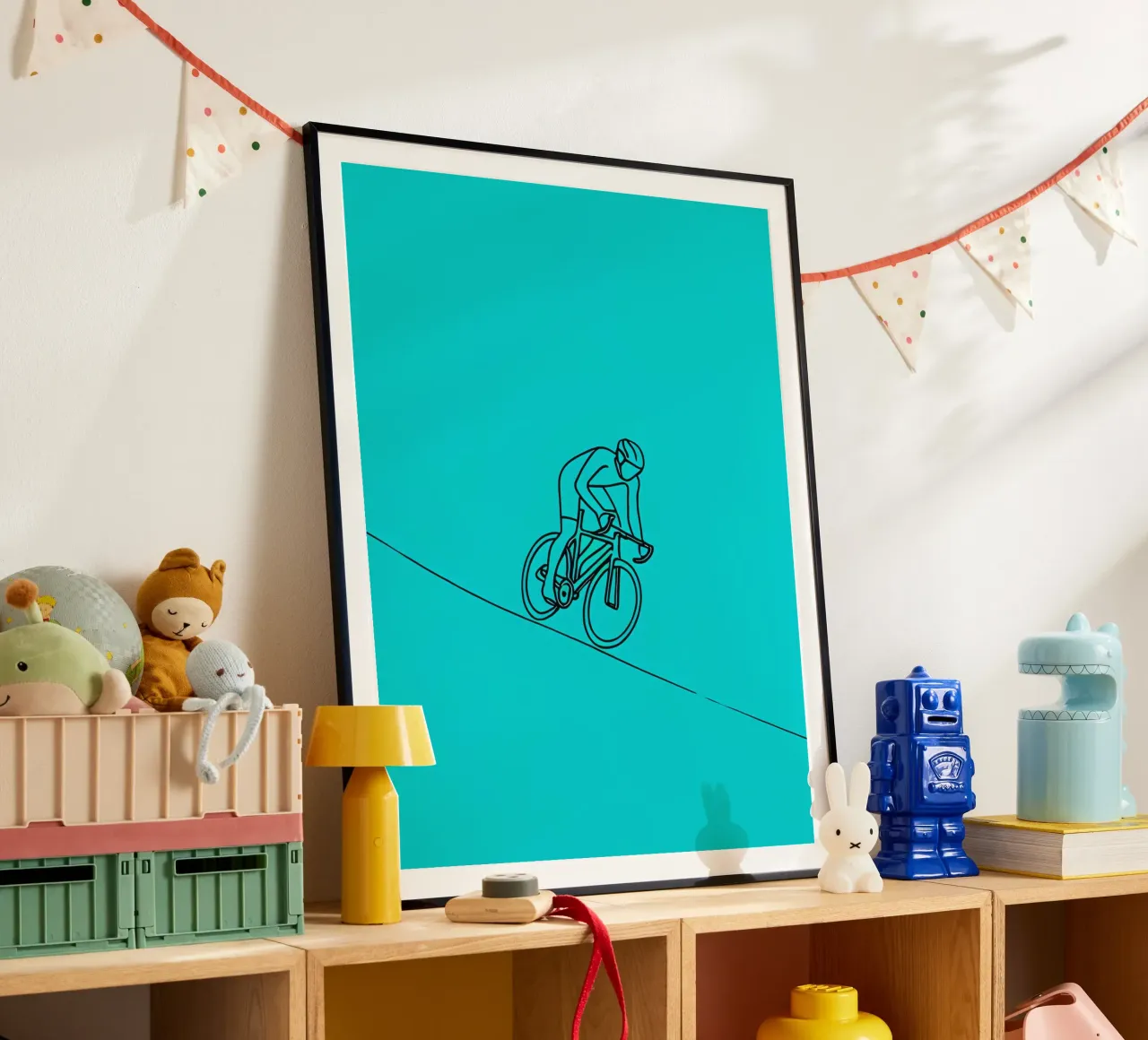 Cyclist Minimalist Line Art Zeichnung Poster von Viv Line Art