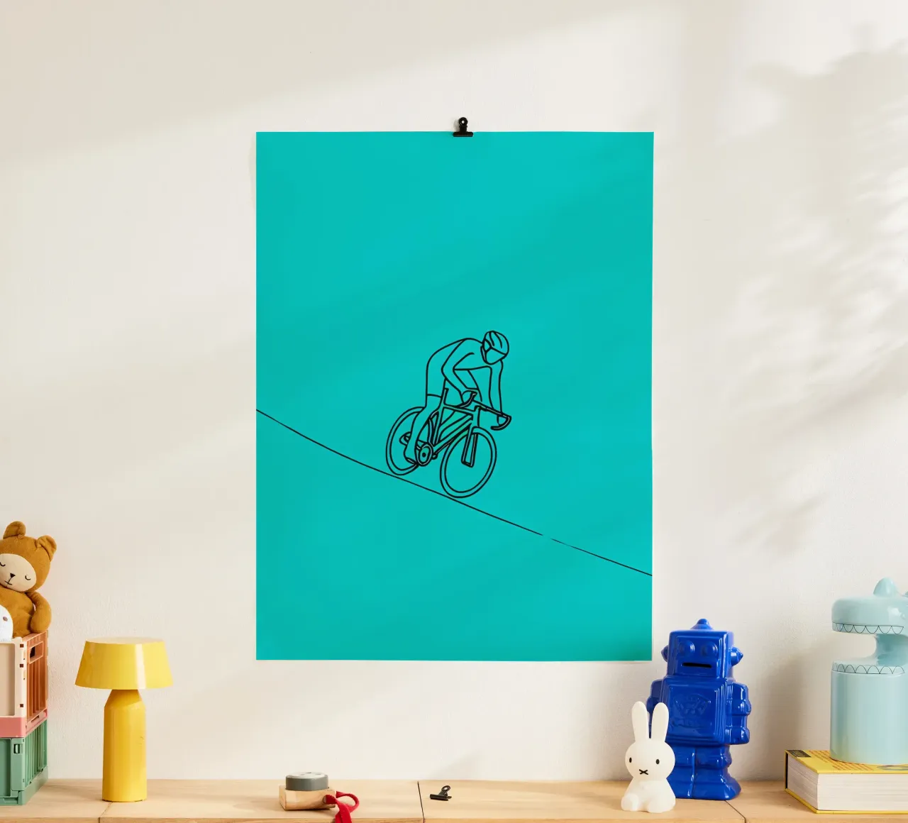 Cyclist Minimalist Line Art Zeichnung Poster von Viv Line Art