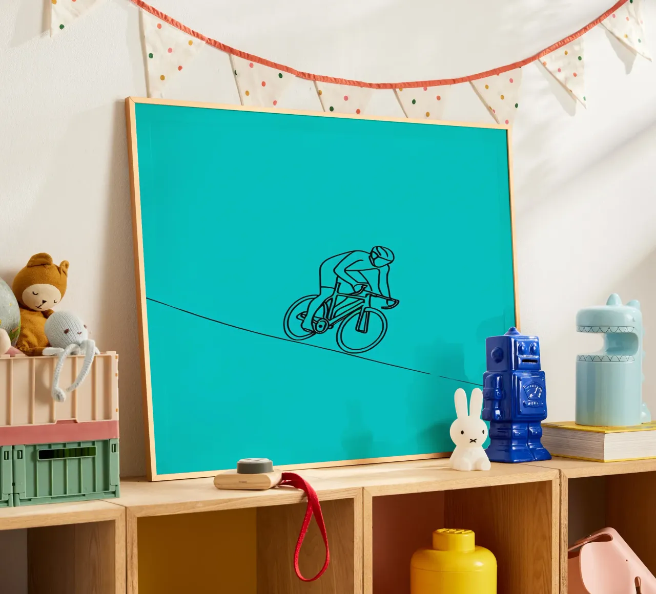 Cyclist Minimalist Line Art Zeichnung Poster von Viv Line Art