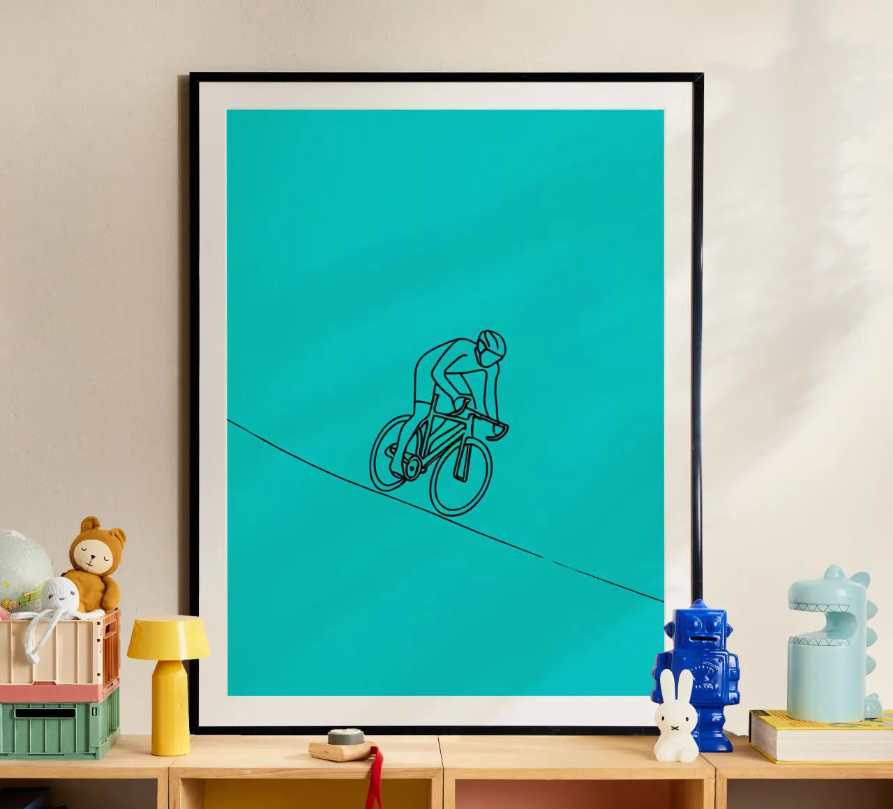 Cyclist Minimalist Line Art Zeichnung Poster von Viv Line Art
