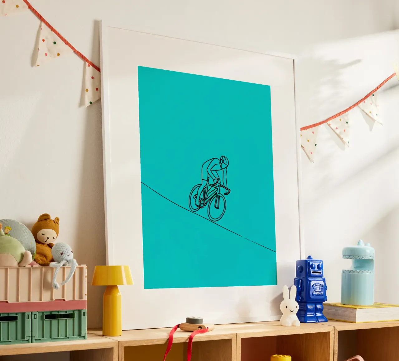 Cyclist Minimalist Line Art Zeichnung Poster von Viv Line Art