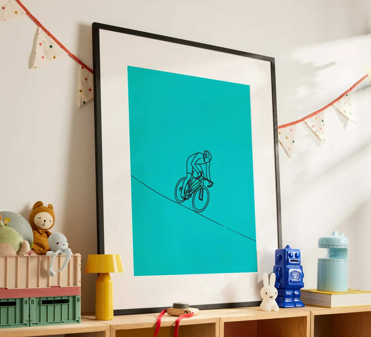 Cyclist Minimalist Line Art Zeichnung Poster von Viv Line Art