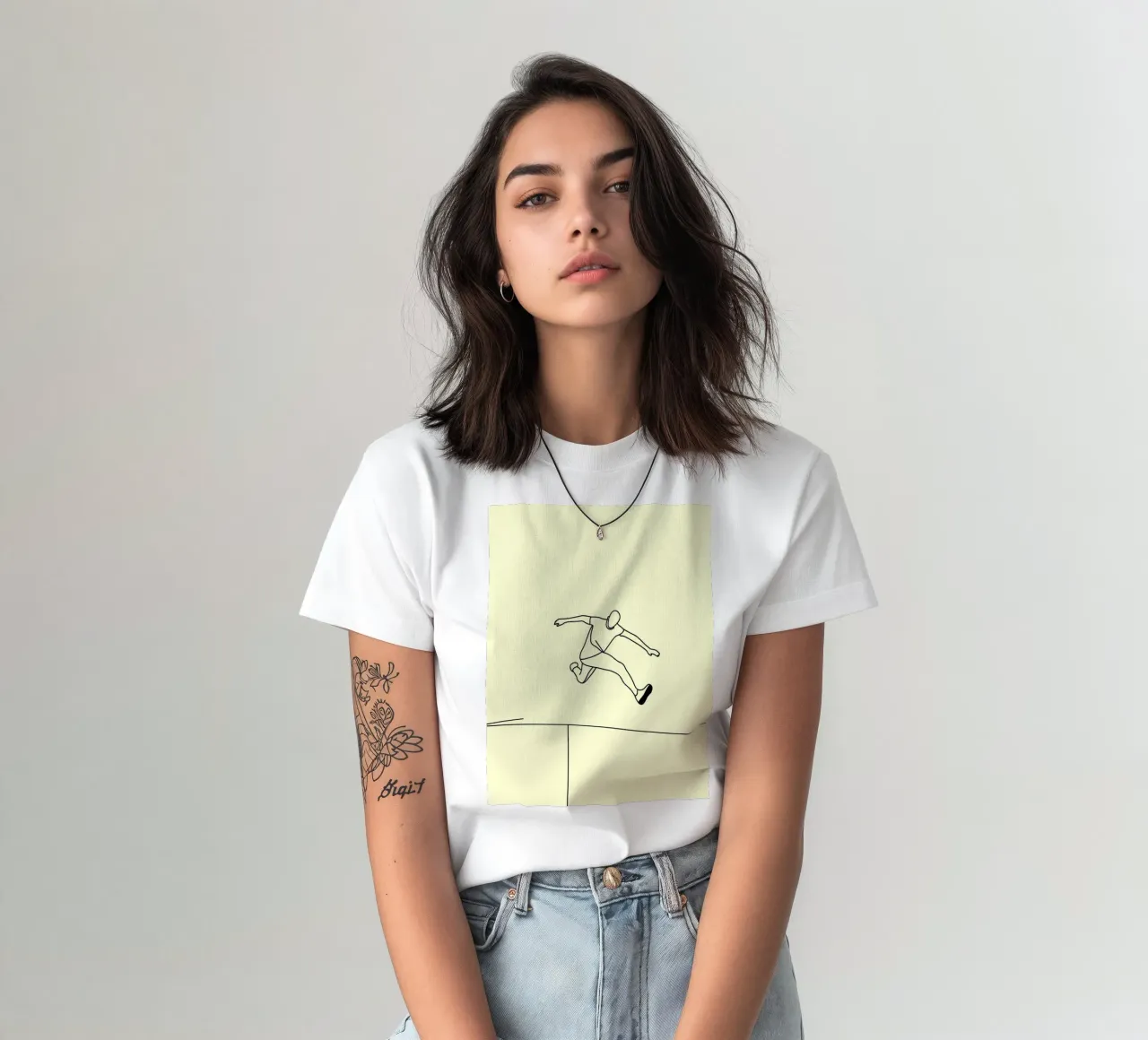 Athlete Jumping Minimalist Line Art t-shirt by Viv Line Art