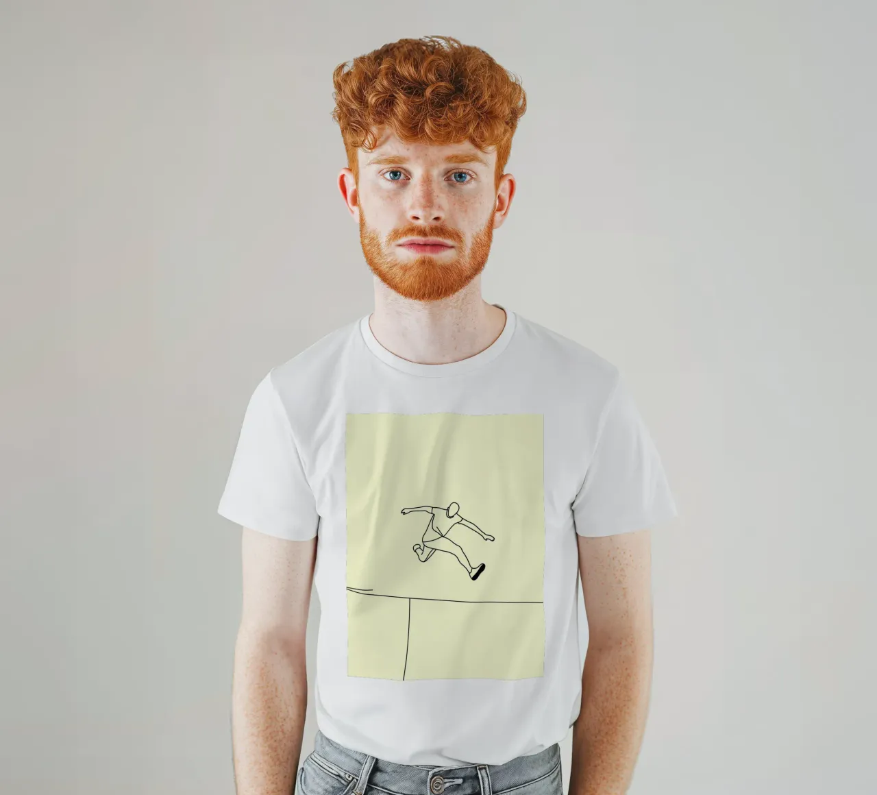 Athlete Jumping Minimalist Line Art t-shirt by Viv Line Art