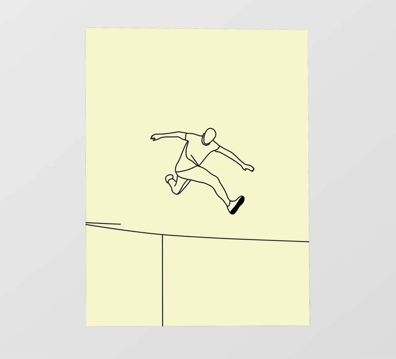 Atleta che salta Line Art minimalista pellicola backlit da Viv Line Art