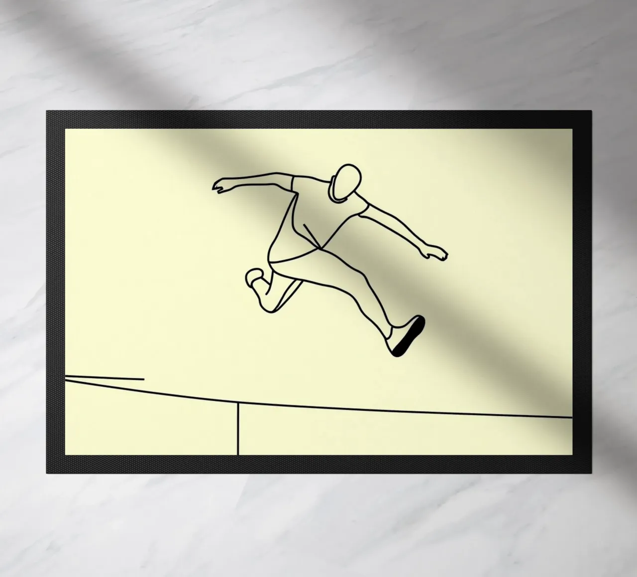 Athlete Jumping Minimalist Line Art doormat by Viv Line Art
