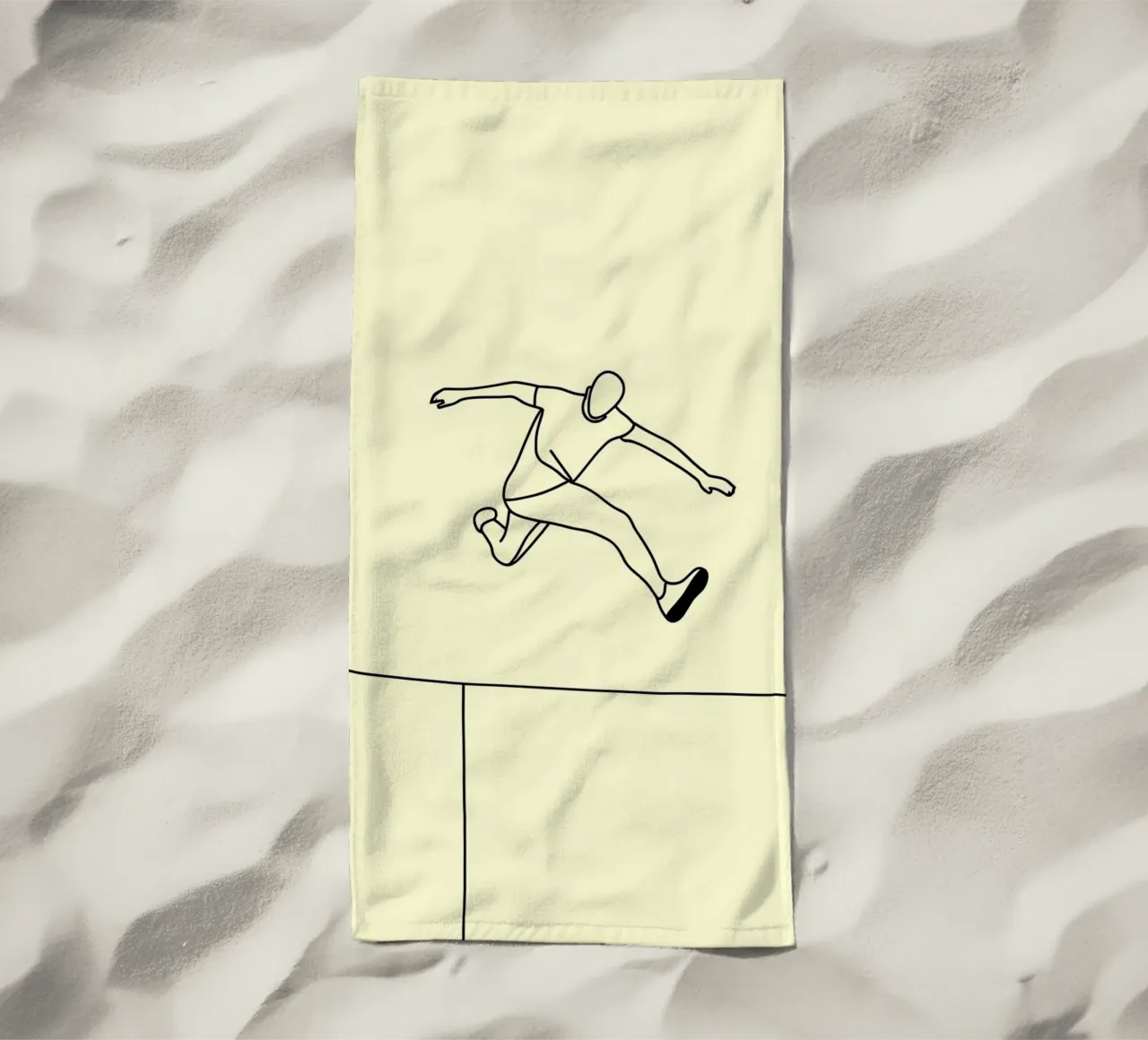 Athlete Jumping Minimalist Line Art beach towel by Viv Line Art