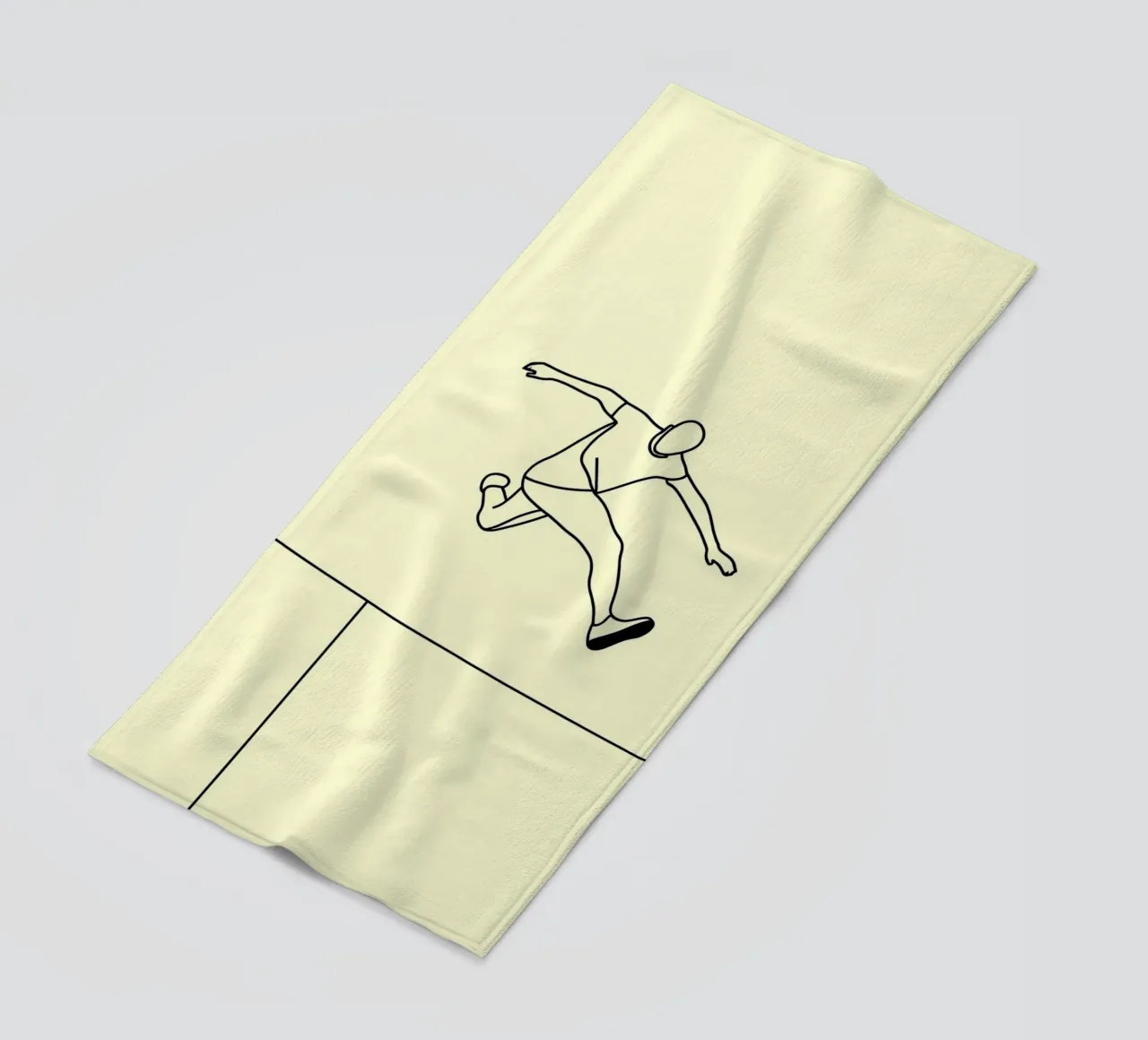 Athlete Jumping Minimalist Line Art beach towel by Viv Line Art