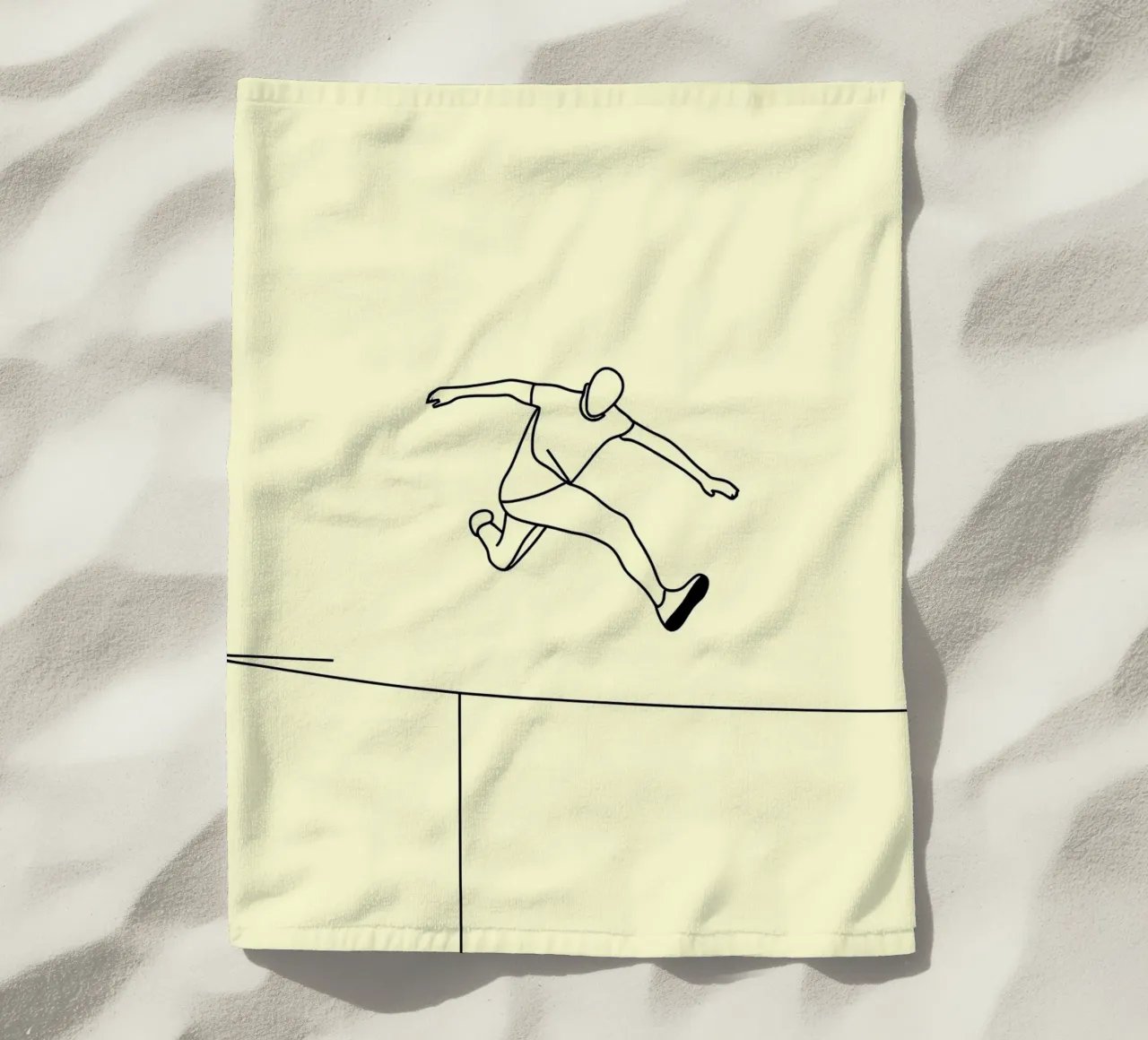 Athlete Jumping Minimalist Line Art beach towel by Viv Line Art
