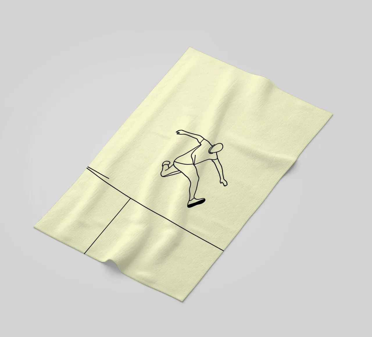 Athlete Jumping Minimalist Line Art beach towel by Viv Line Art