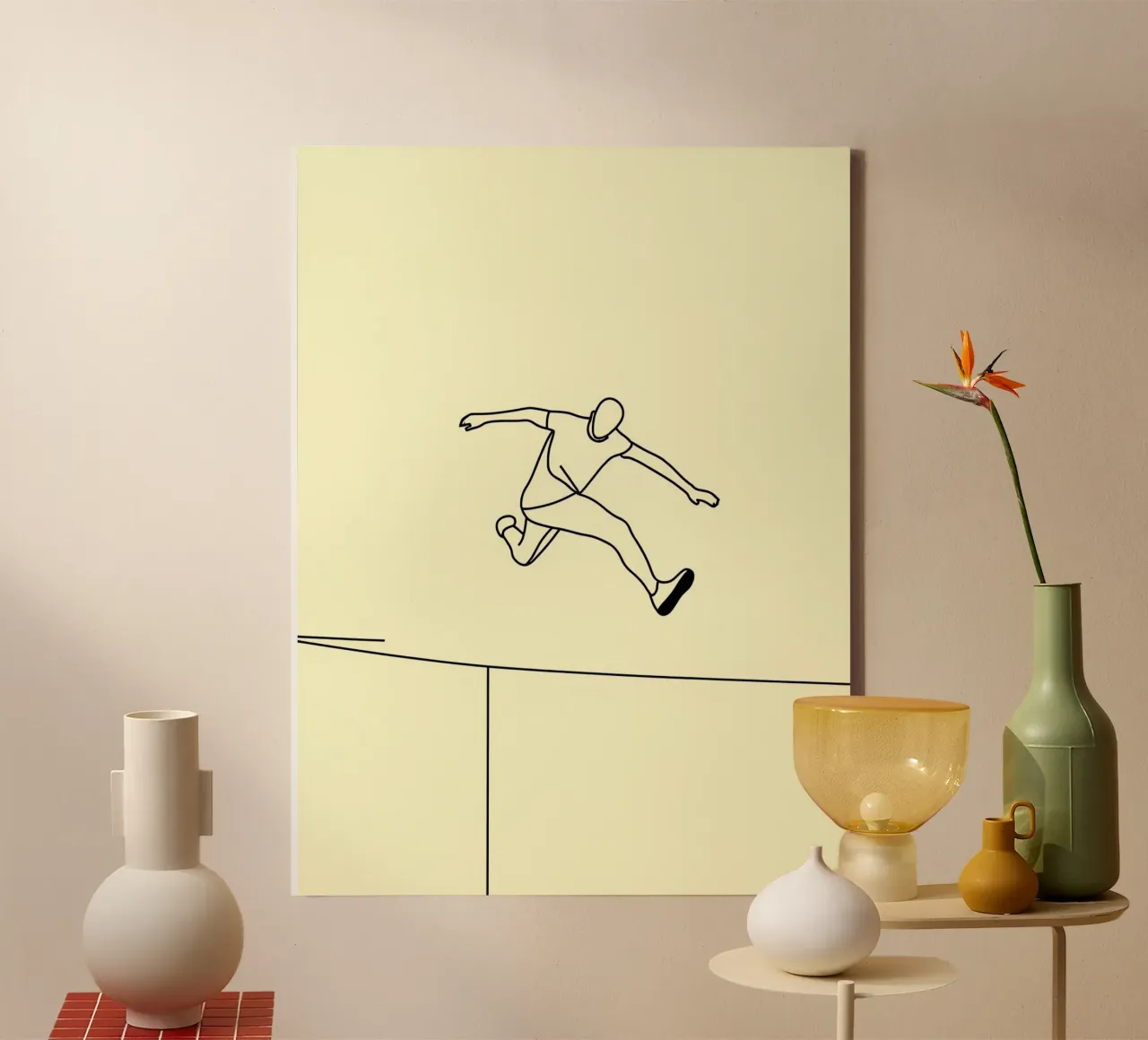 Athlete Jumping Minimalist Line Art canvas by Viv Line Art