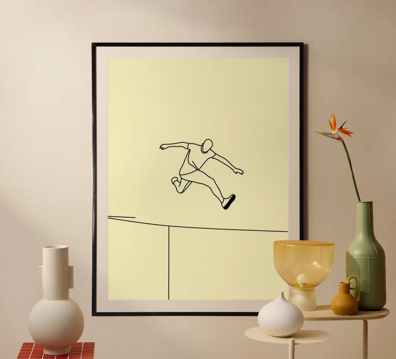 Athlet springt Minimalist Line Art Hahnemühle von Viv Line Art