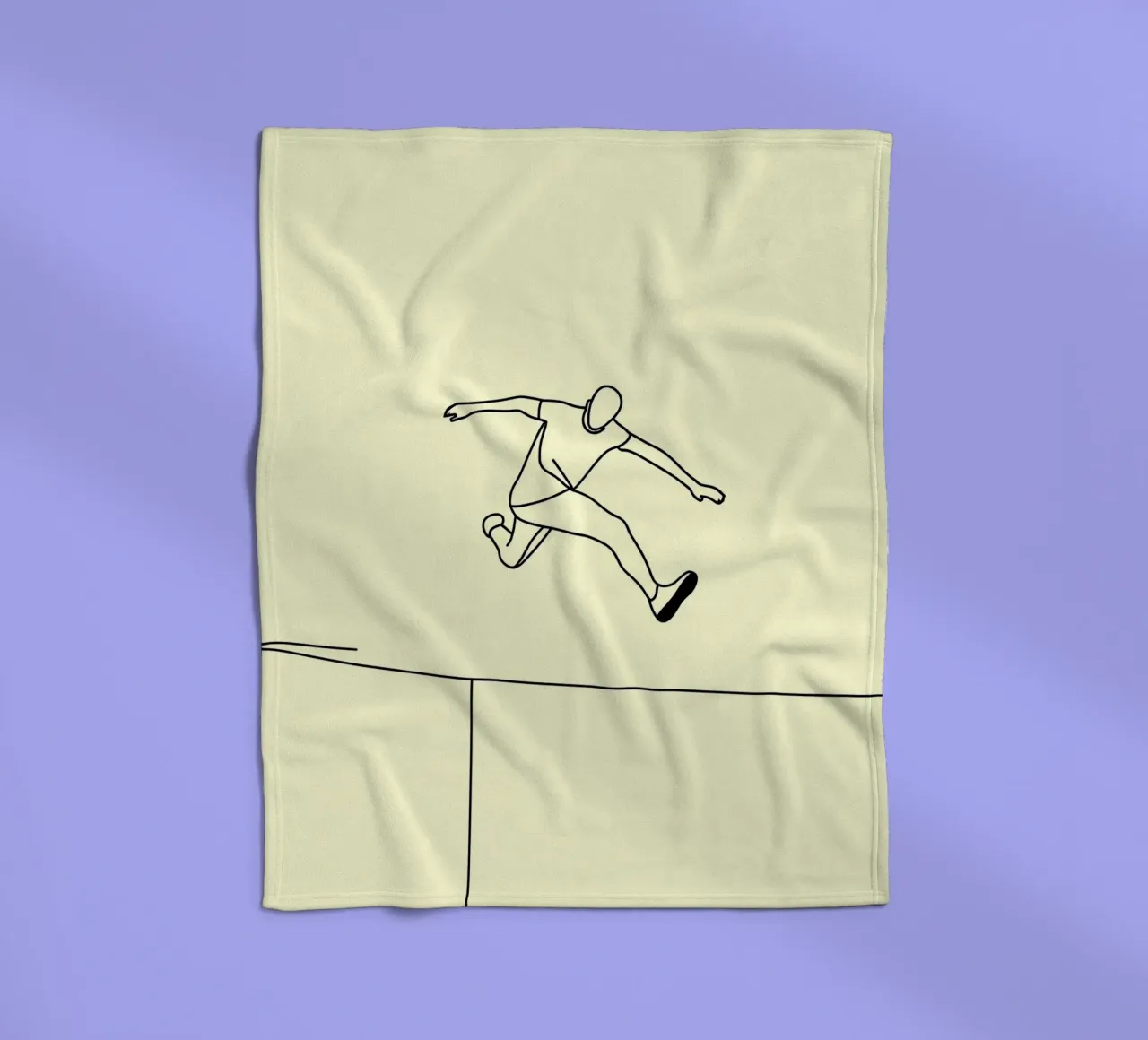 Athlet springt Minimalist Line Art Fleecedecke von Viv Line Art