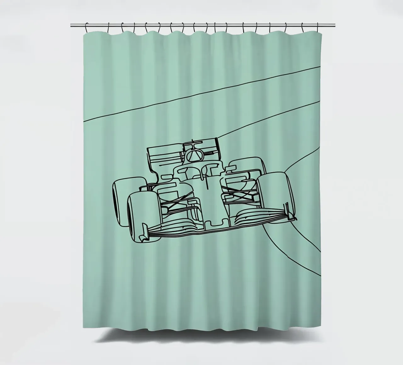 Speed Racing Car Minimalist Line Art shower curtain by Viv Line Art