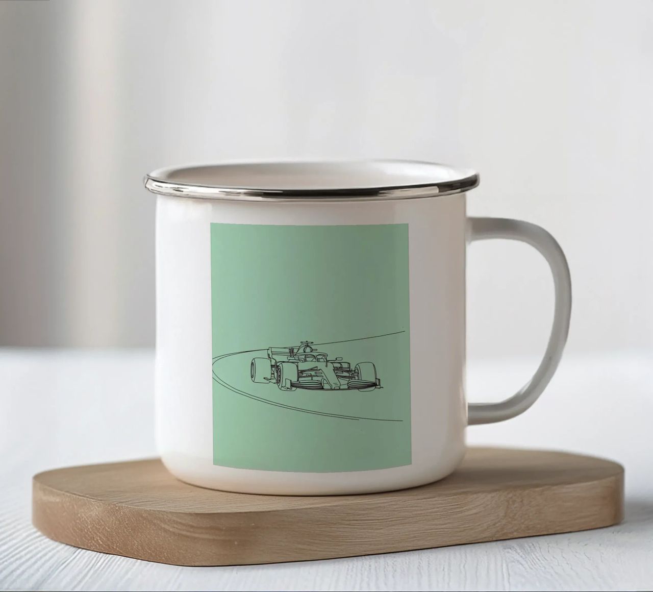 Velocità auto da corsa Line Art minimalista 2 tazza in smalto da Viv Line Art