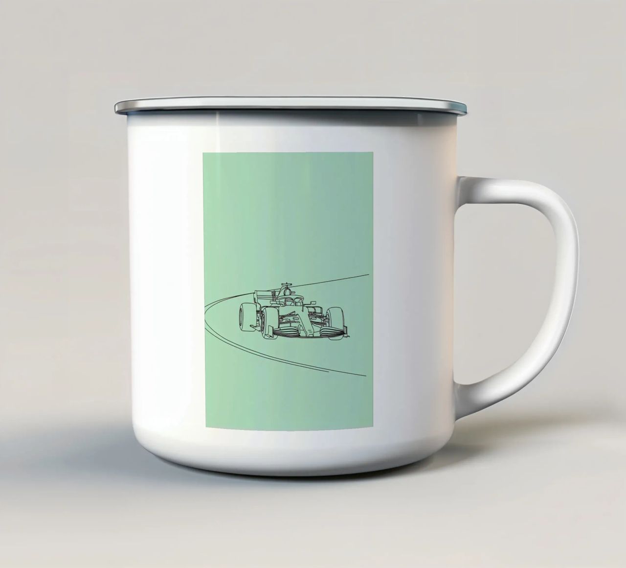 Velocità auto da corsa Line Art minimalista 2 tazza in smalto da Viv Line Art