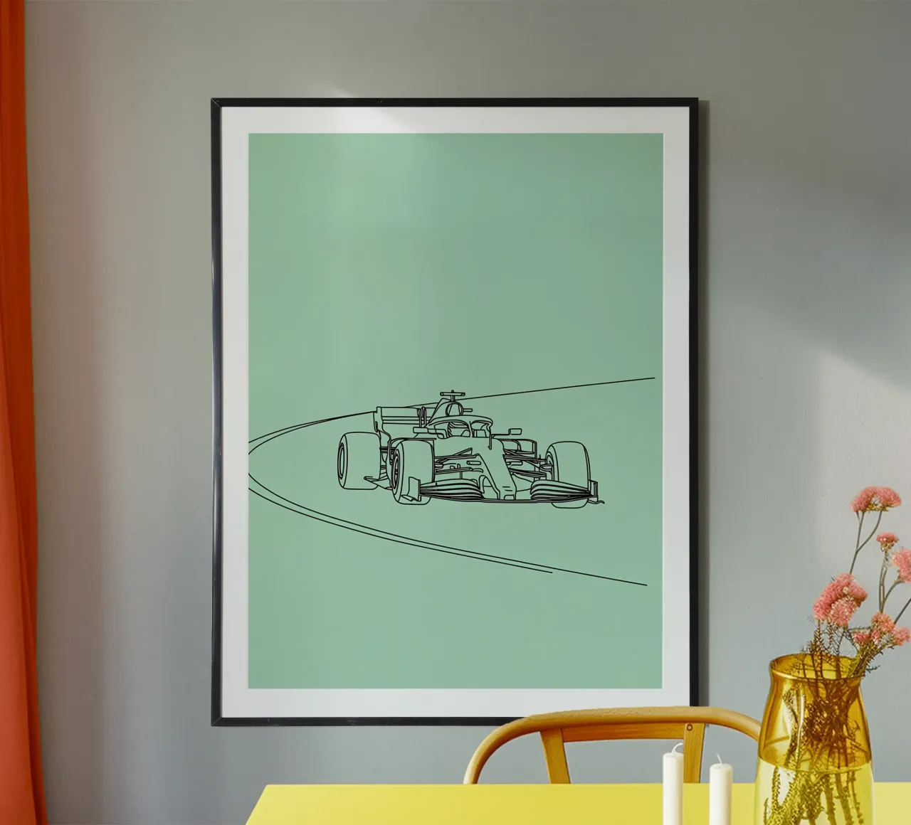 Geschwindigkeit Rennwagen Minimalist Line Art 2 Poster von Viv Line Art